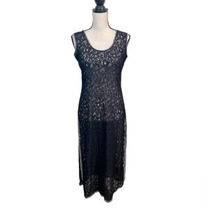 Black Stretch Lace and Rhinestone Glam Goth Pullover Duster